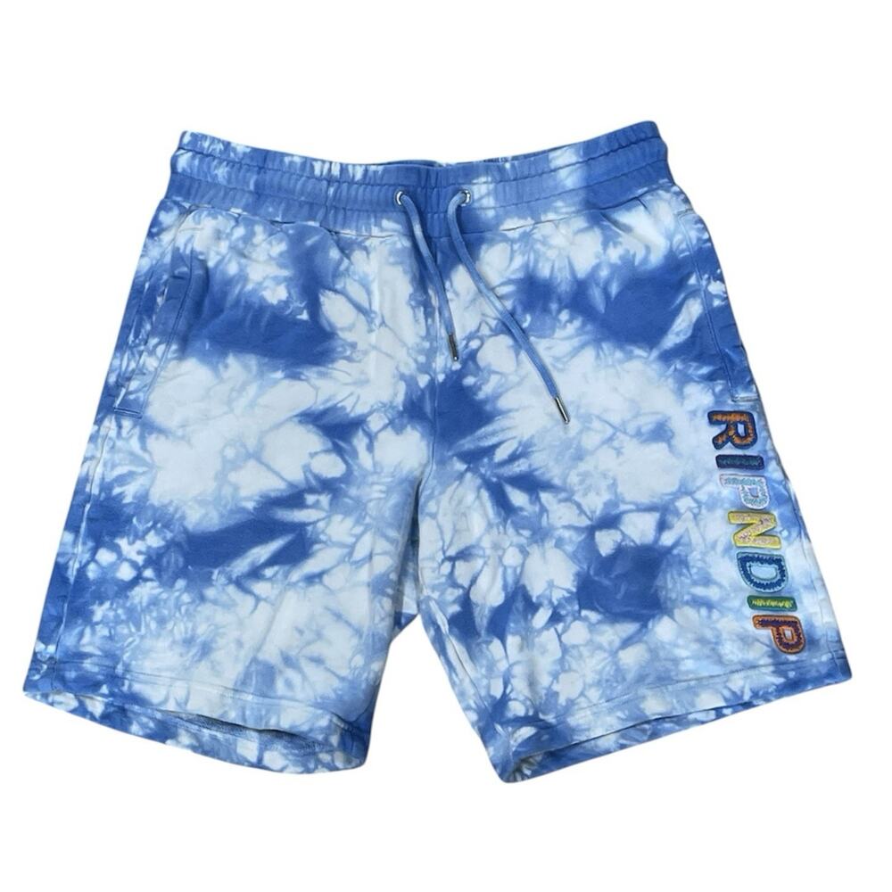 RIPNDIP -Blue/ White Tie Dye 100% Cotton Fleece Skater Shorts Men’s Size Small
